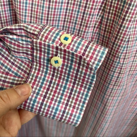 Peter Millar Multi Spring Colors Plaid Cotton Button-Up Shirt Men’s Large - Picture 3 of 6